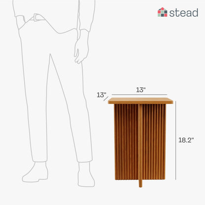 Square Fluted Accent Side Table - Drink Table