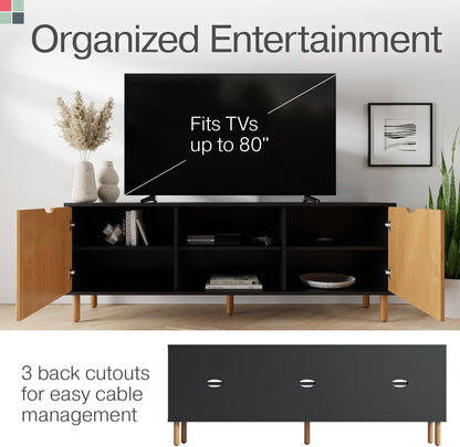 70" Contemporary Fluted TV Stand with storage - Media Console