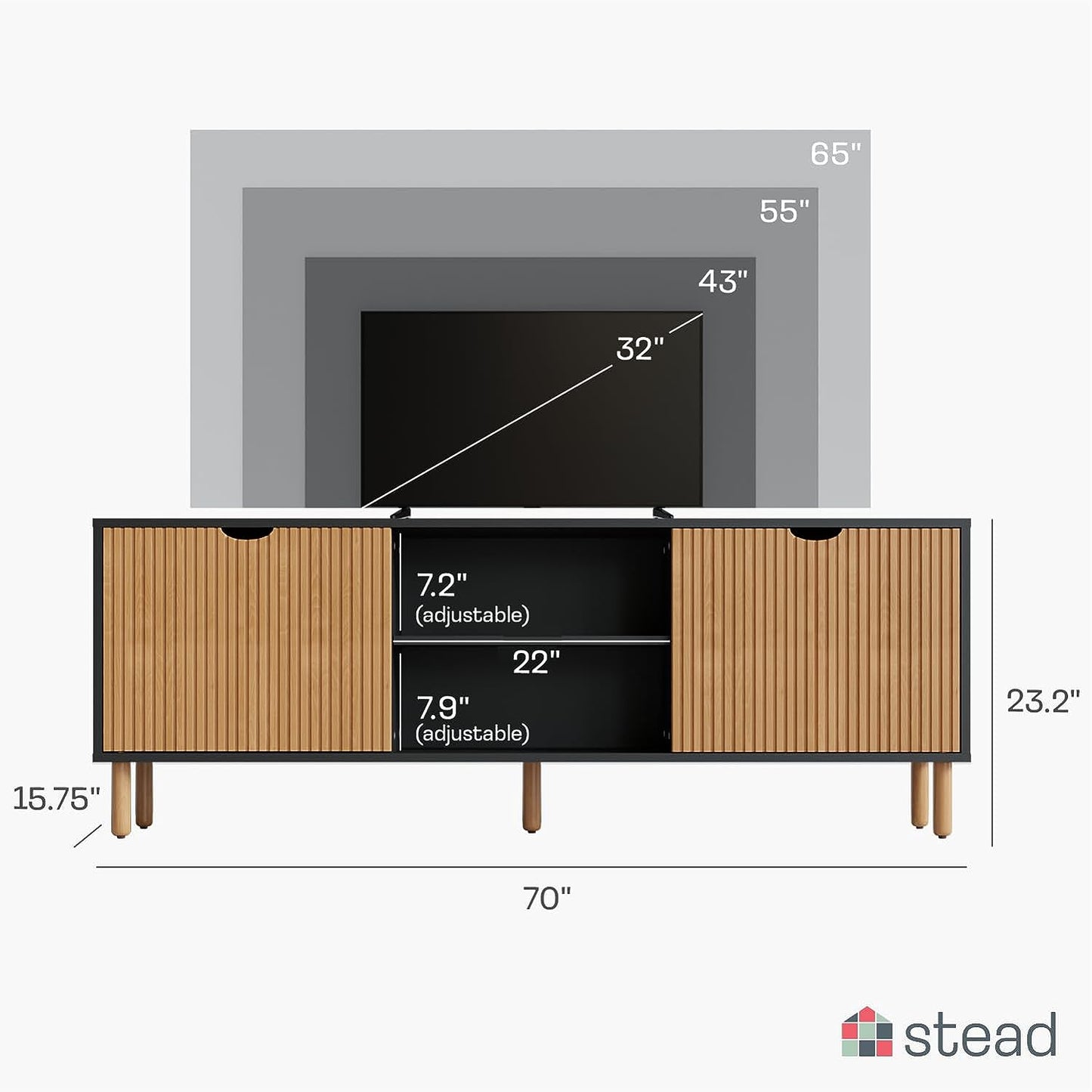 70" Contemporary Fluted TV Stand with storage - Media Console