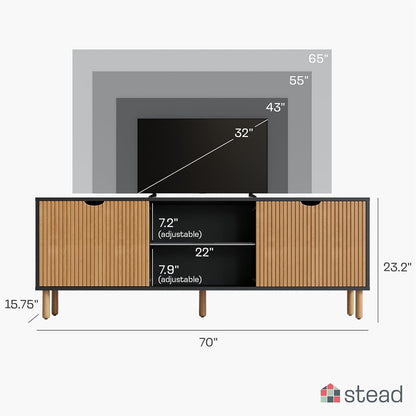 70" Contemporary Fluted TV Stand with storage - Media Console