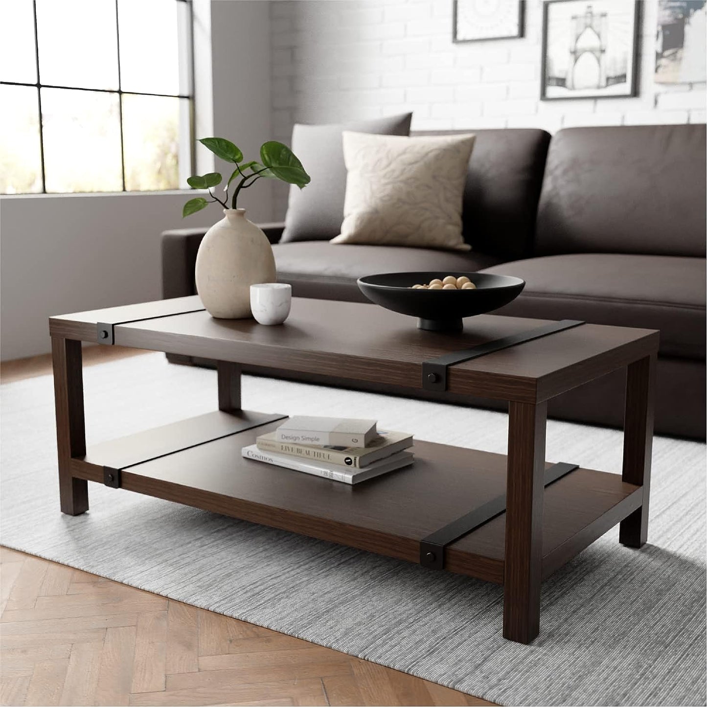 Industrial Rectangular Wood Coffee Table (2023 Collection)